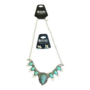 Montana Silversmiths Attitude Jewelry Earrings And Necklace Silver & Turquoise